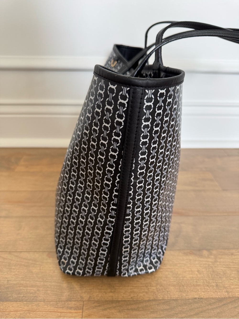 Tory Burch Large Gemini Link Tote Black Coated Canvas Shoulder Bag - Picture 5 of 9